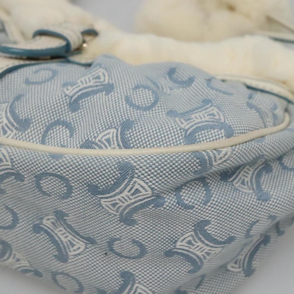 CELINE C Macadam Canvas Shoulder Bag Light Blue Gold Auth MX095 - Picture 11 of 16